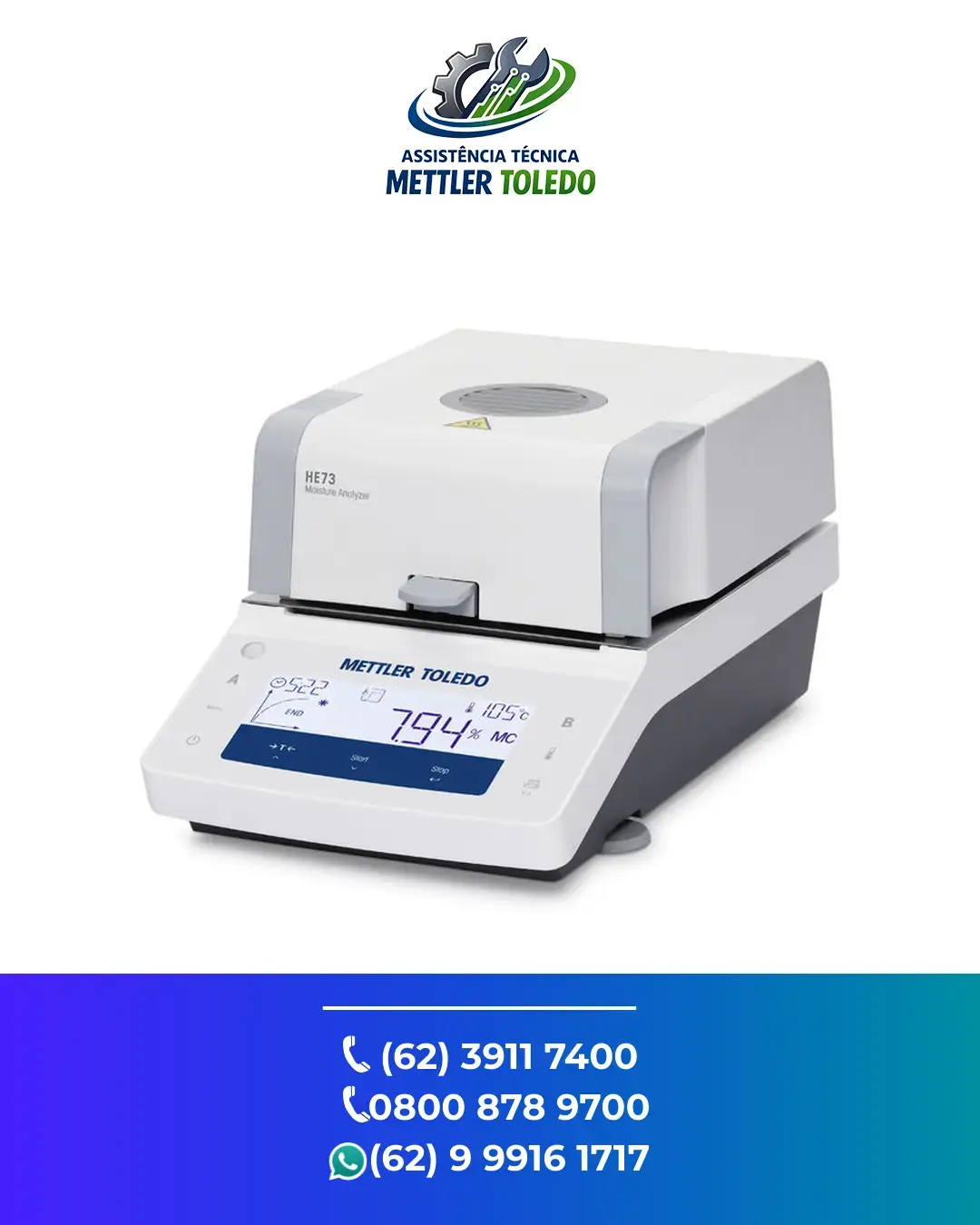 ASSISTENCIA TÉCNICA ESPECIALIZADA ANALIZADOR DE UMIDADE HE73 METTLER TOLEDO BRASIL